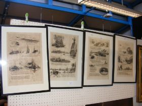 A set of four William Wyllie etchings, signed in pe