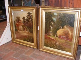 FRANK HIDER - a pair of oil on canvas of rural cot