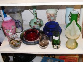 Assorted studio glass, including a Whitefriars No.