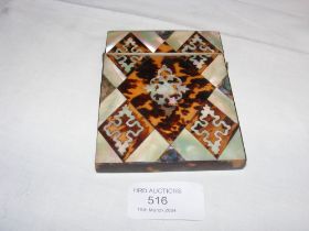 A Victorian tortoiseshell and mother of pearl card