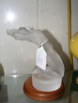 A Lalique frosted glass car mascot - 20cms long wi