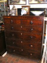 An antique chest of two short and four long gradua