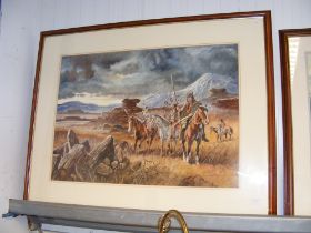 A LANGFORD - watercolour of Native Indian warriors