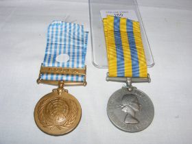 A pair of medals comprising Queen's Korea medal -