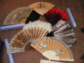 A selection of Victorian and other hand painted fans