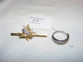 A diamond mounted insect brooch, together with des