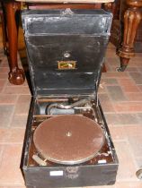 A vintage HMV picnic gramophone