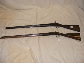 Two antique percussion rifles - overall length 122