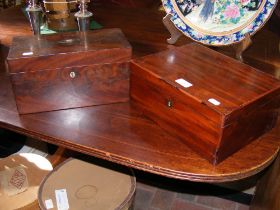 A mahogany box with inner tray, together with anot