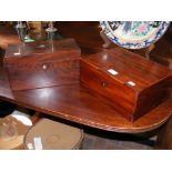 A mahogany box with inner tray, together with anot