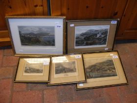 Five antique engravings of Isle of Wight scenes -