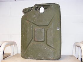 A vintage petrol can in army green