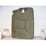 A vintage petrol can in army green