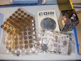Assorted coins - loose, in tin and in plastic slee