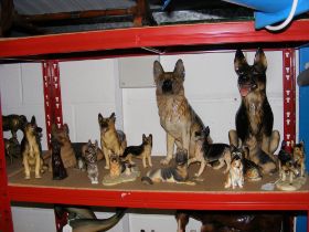 Assorted ceramic dog ornaments including Beswick