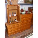 A lacquered pine chest of five drawers, together w
