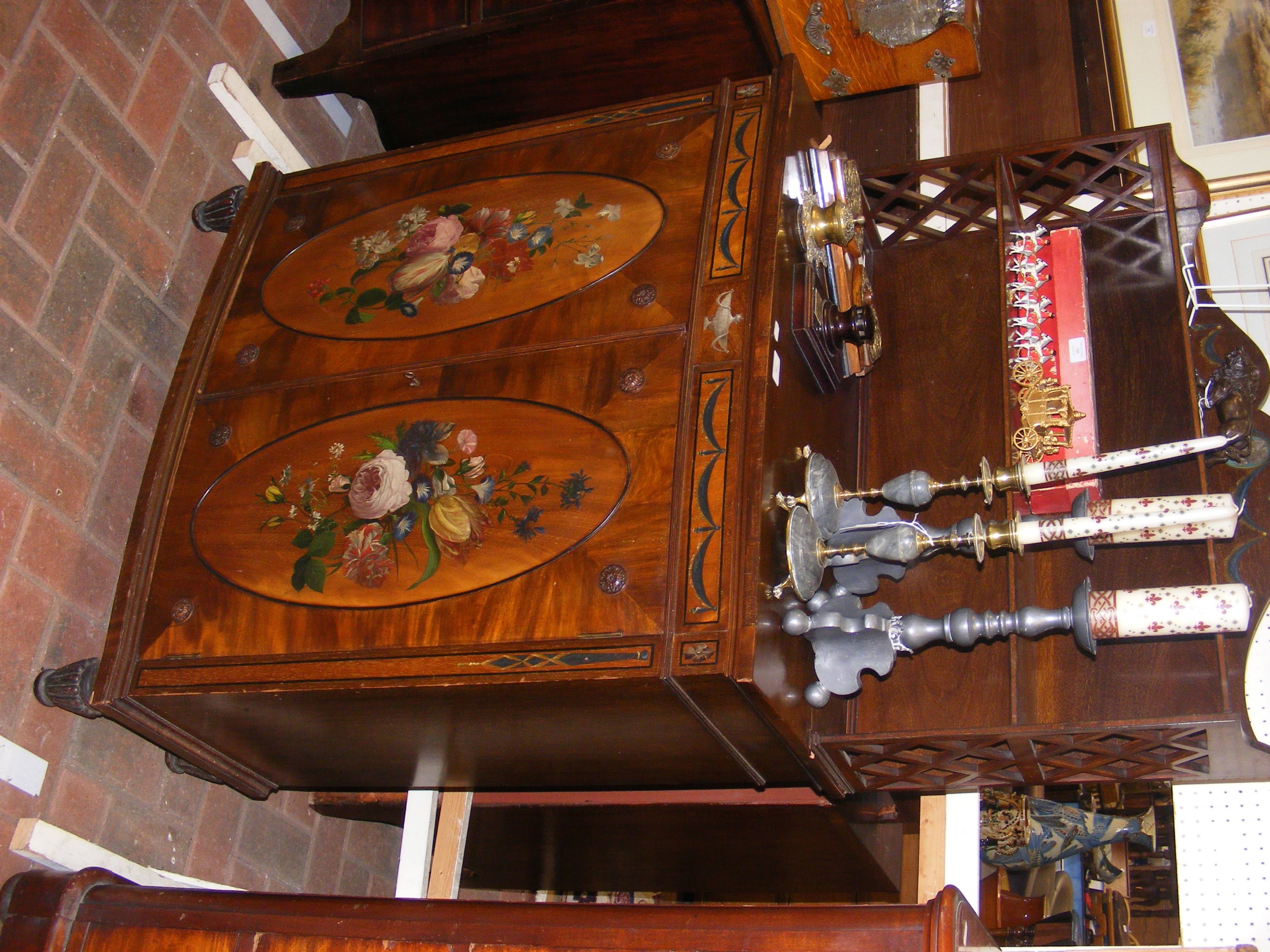 An Edwardian hand painted chiffonier - 90cms wide