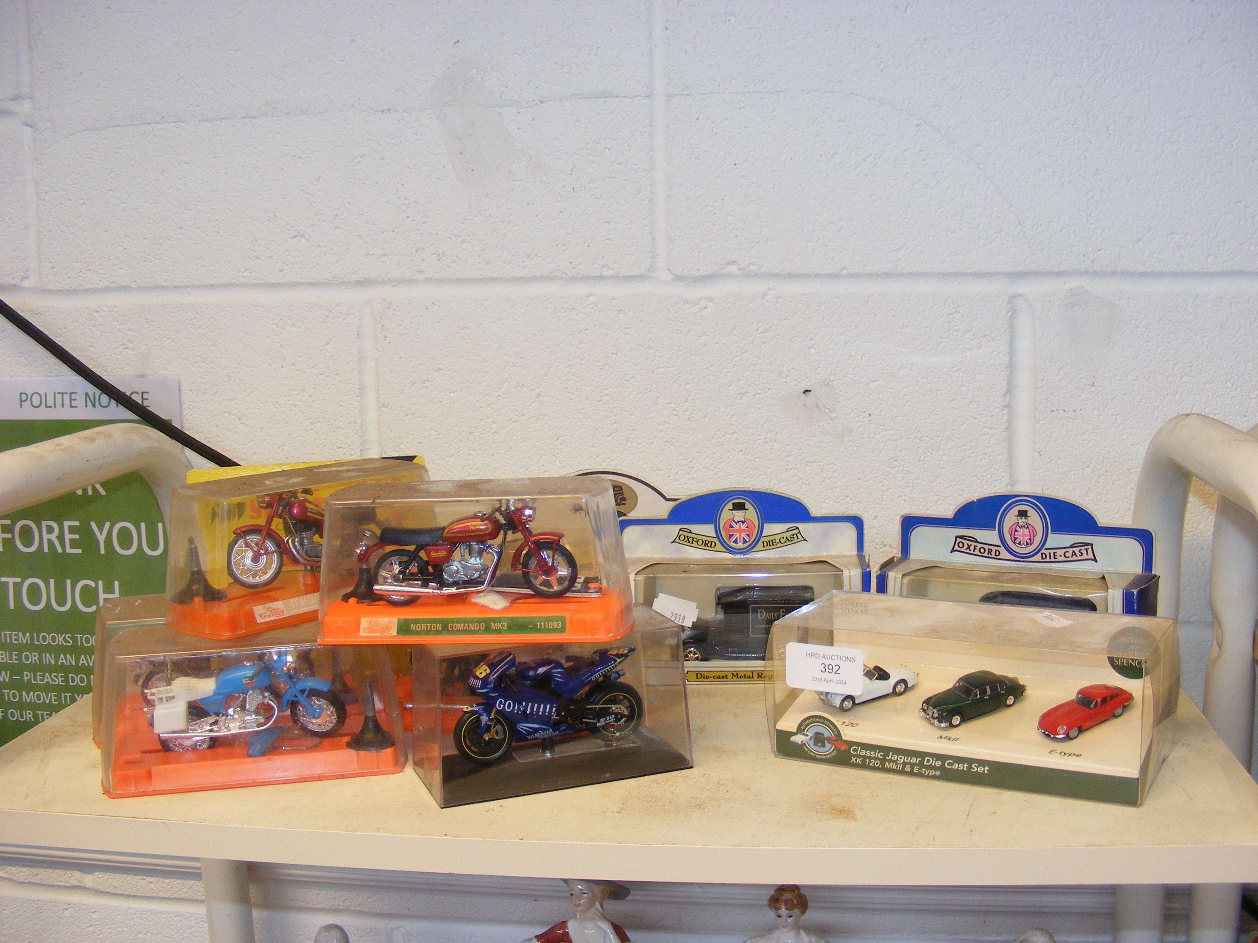 A collection of die cast model vehicles, including