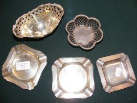 Silver bon bon dish and one other together with fo