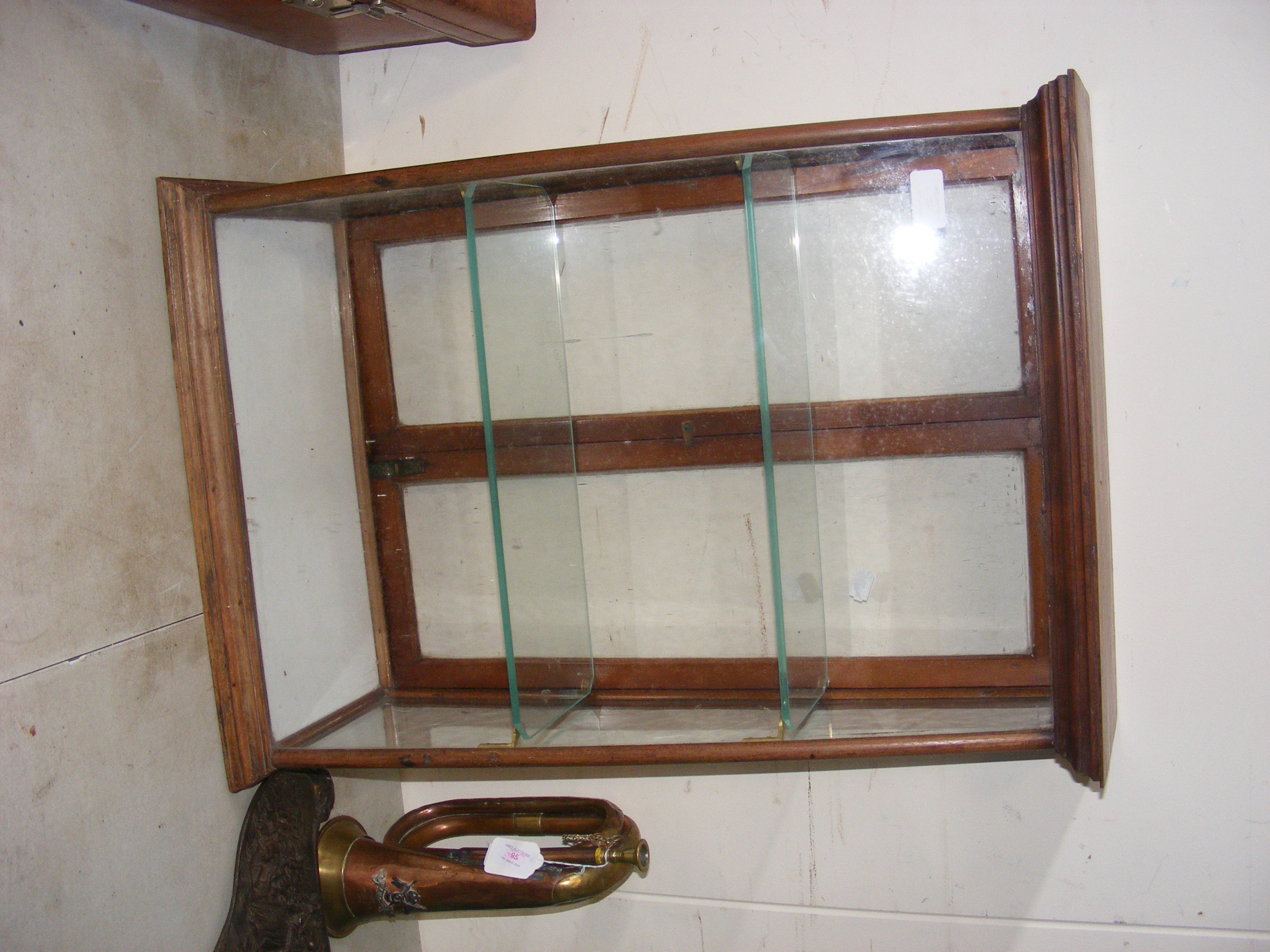 A Victorian counter-top two shelf display cabinet