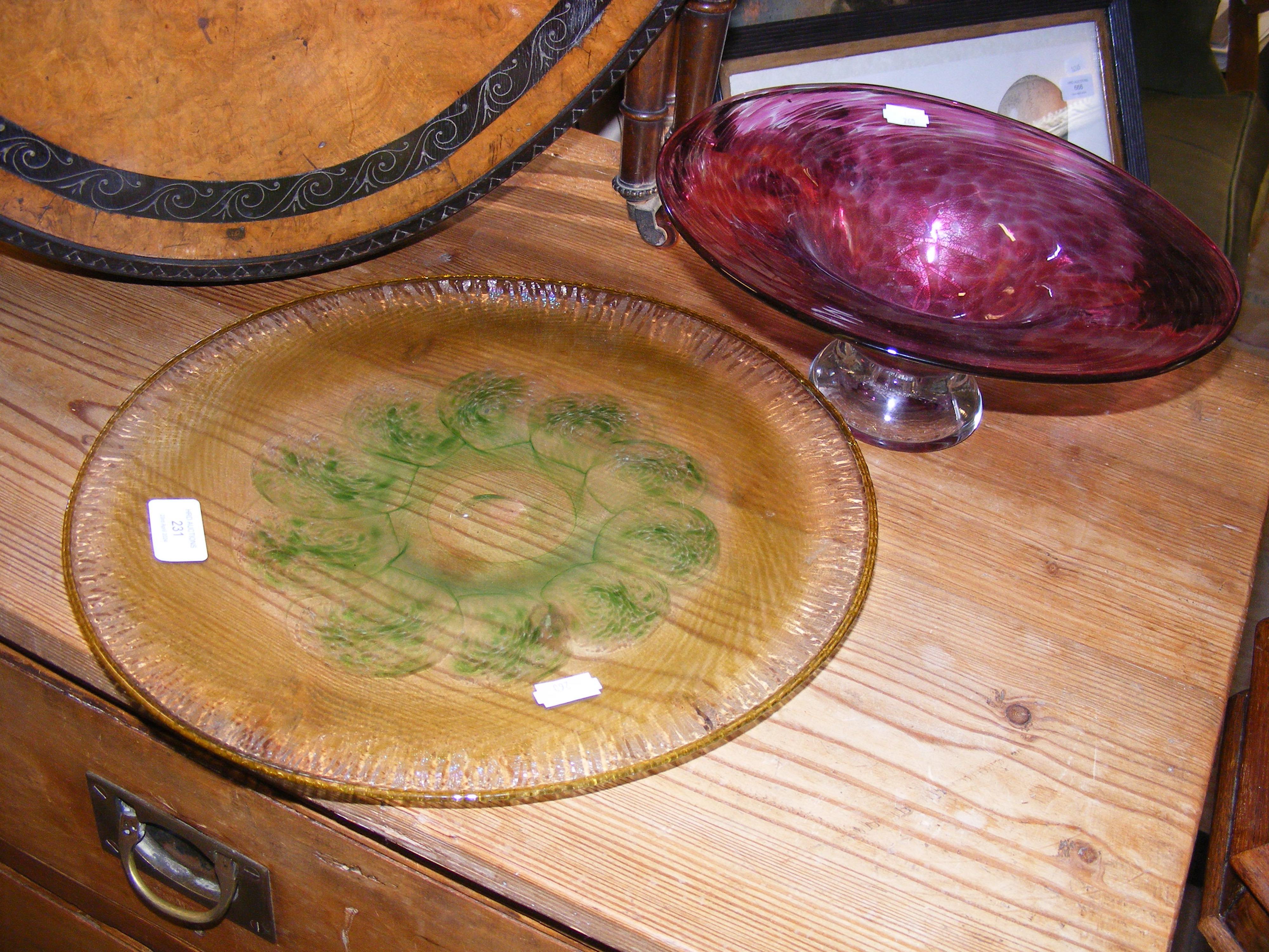 A Fay Tooley glass plate together with a Mark Evan