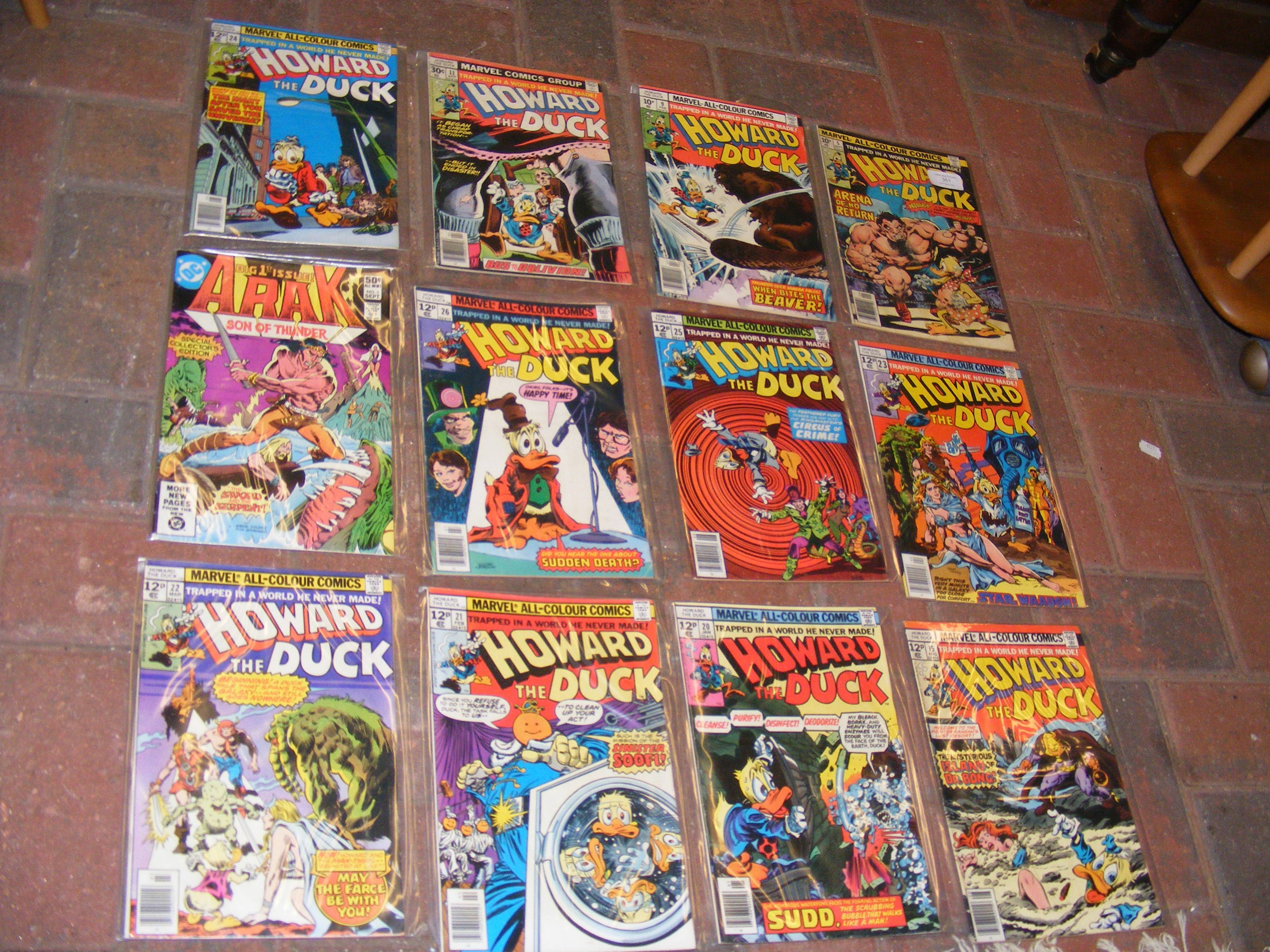 Vintage retro 1970's Howard the Duck Marvel Comics Nos. 5, 9, 11, 15, 20, 21, 22, 23, 24, 25 and 26,