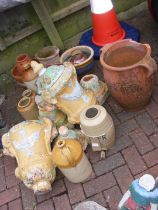 Terracotta plant pots and assorted ginger jars, et