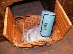 A Fortnum & Mason picnic basket and blanket, toget