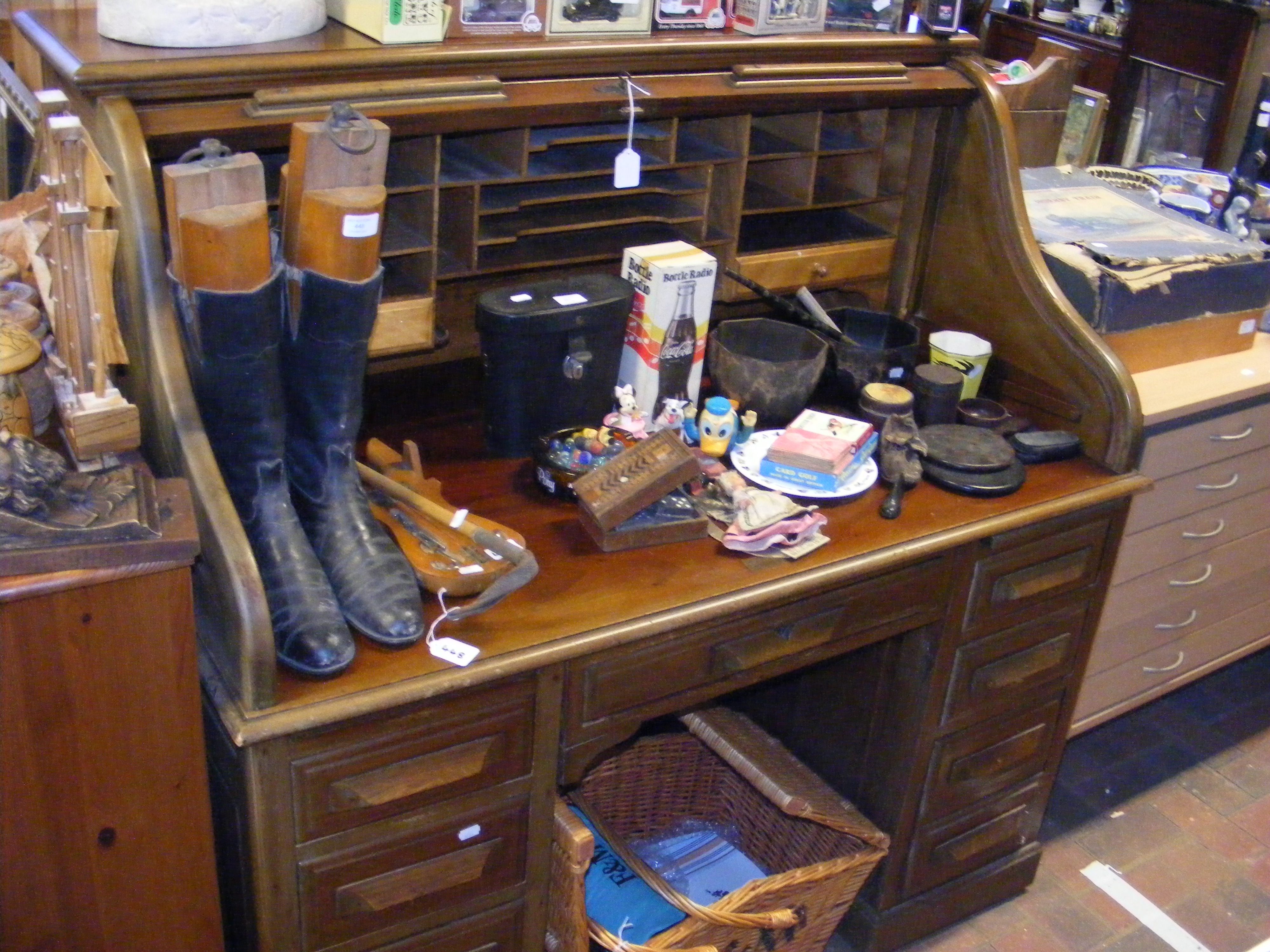 A mahogany rolltop bureau - width 127cm