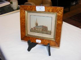 A maple framed sand picture of Brading Church by E