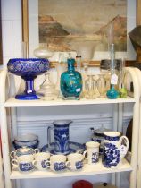 Collectable glass and ceramicware - on two shelves
