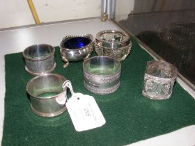 Silver napkin rings, table salts