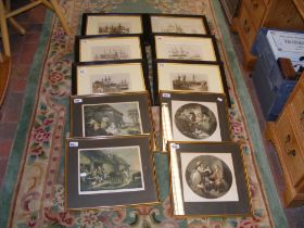 Antique engravings, including many depicting tall