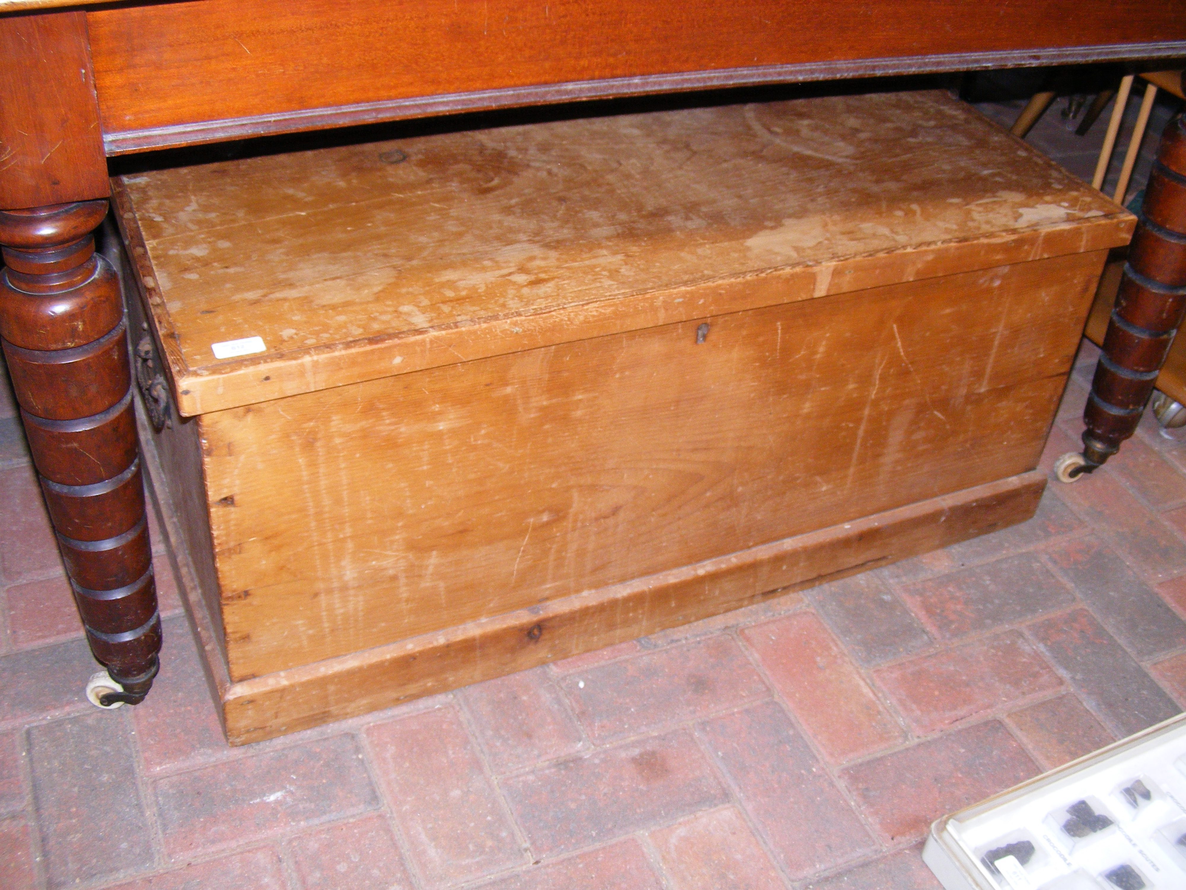 An old pine blanket box - width 96cm