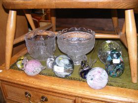 Glass paperweights and other glassware