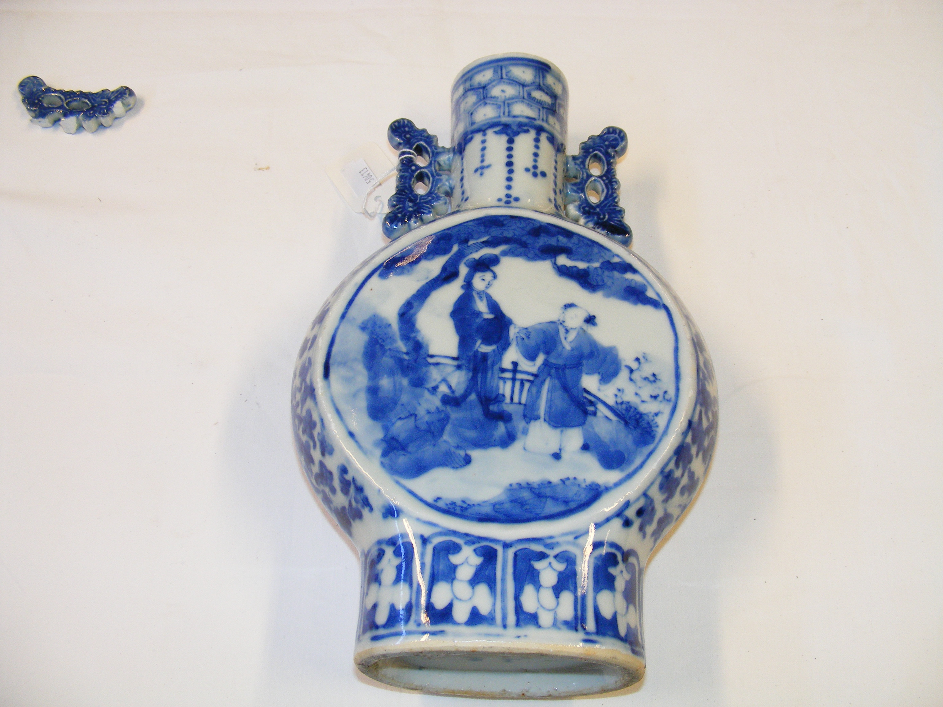 An antique Chinese blue and white moon vase with c - Image 3 of 14