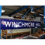 An old enamel railway sign 'Winchmore Hill' - 290c