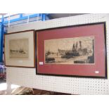 FRED FARRELL - framed and glazed etching of tug bo