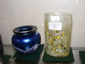 An Isle of Wight glass vase and one other