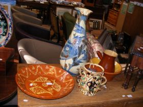 An Abbotsbury glazed pottery mug, together with ot