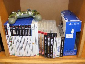 An assortment of video games, including PlayStatio