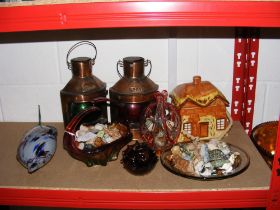 A collection of Wade Whimsies together with glass