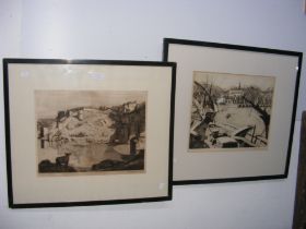 SYDNEY LEE - etching of Continental castle scene,