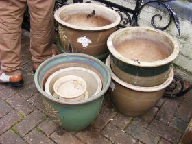 Assorted glazed terracotta pots