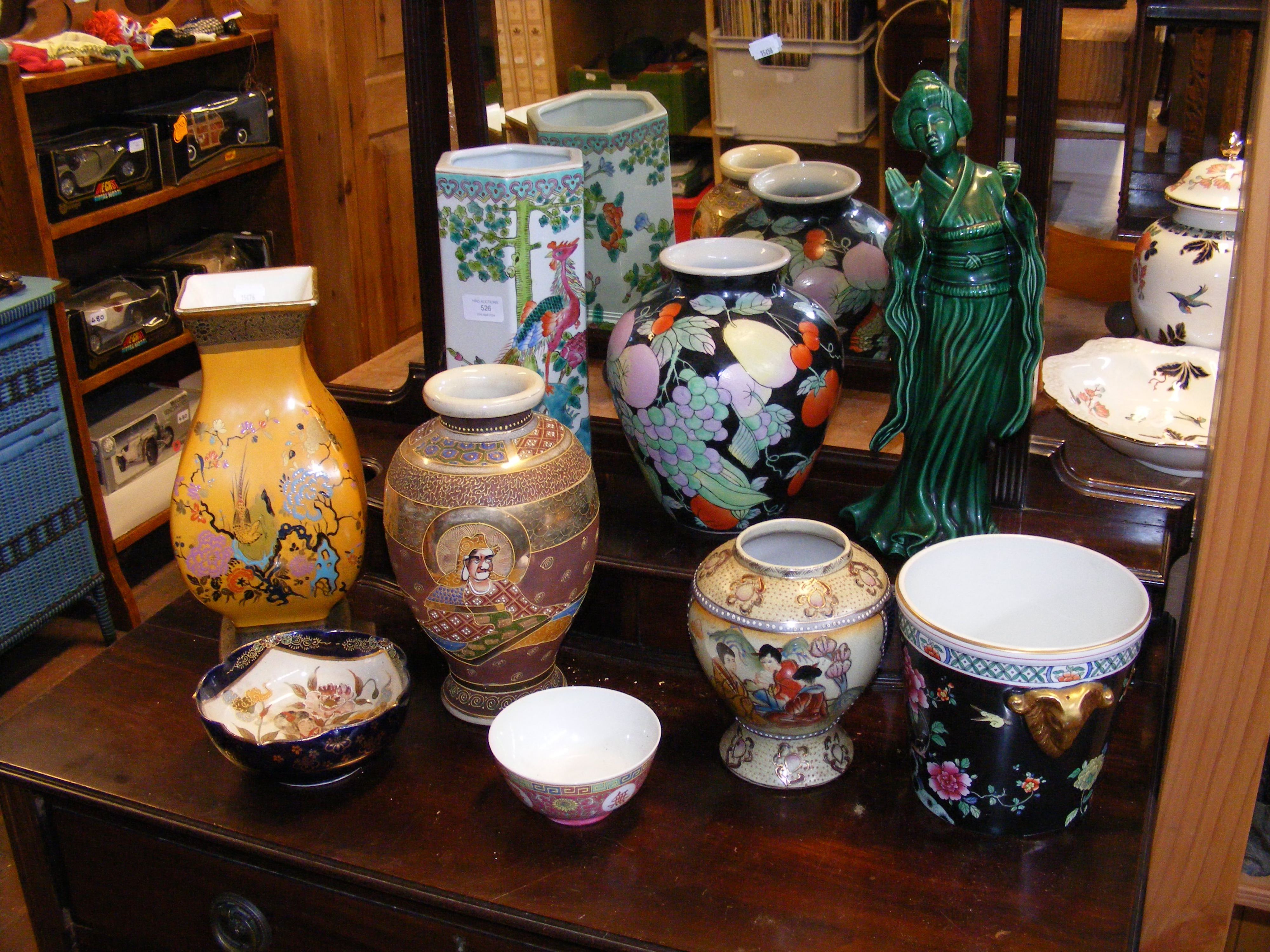Oriental style vases and ornaments
