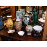 Oriental style vases and ornaments