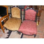 Two antique Victorian nursing chairs on turned sup