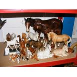 Assorted ceramic horse ornaments including Beswick