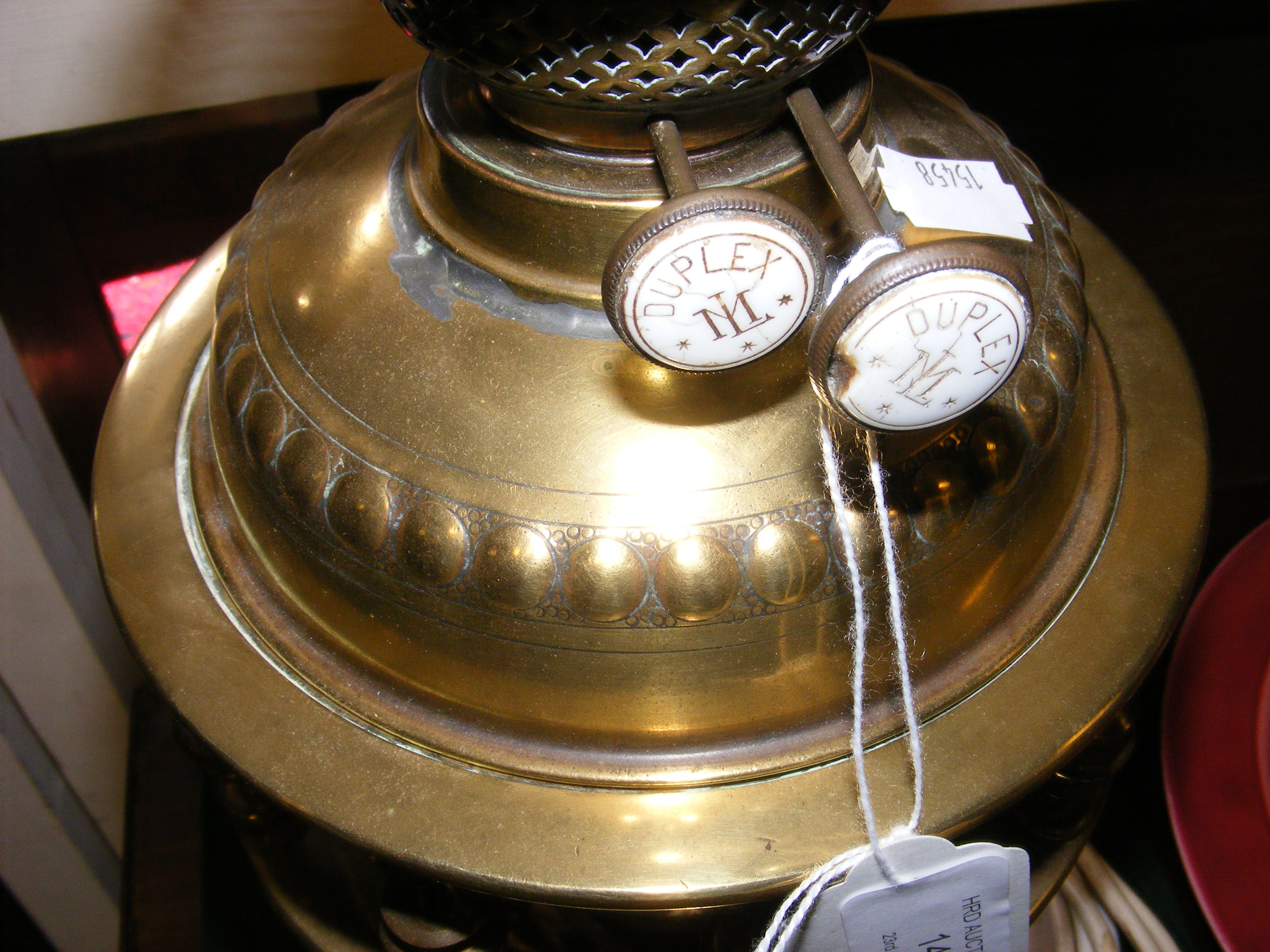 A Victorian brass oil lamp with duplex burners and - Image 2 of 8