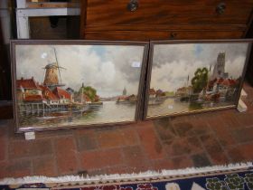 LOUIS VAN STAATEN - a pair of watercolours of Dutc